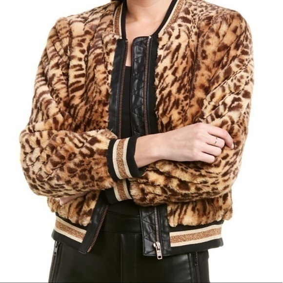 Bailey 44 faux fur leopard bomber jacket - Picture 2 of 12